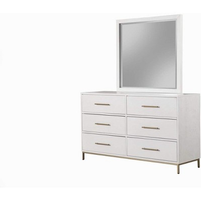 Contemporary Madelyn White Mahogany Dresser Mirror 40x37