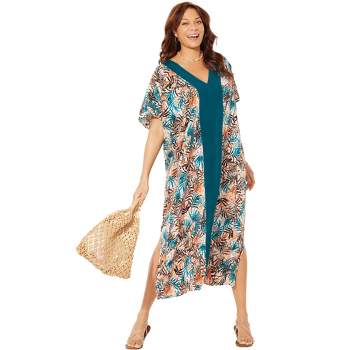 Swimsuits for All Women's Plus Size V-neck Tunic Cover-Up Dress