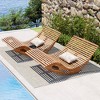 Tangkula 2PCS Outdoor Double Chaise Lounge Chair Acacia Wood Rocking Sunbed with Slatted Backrest and Seat Wooden Loveseat Rocker - 2 of 4