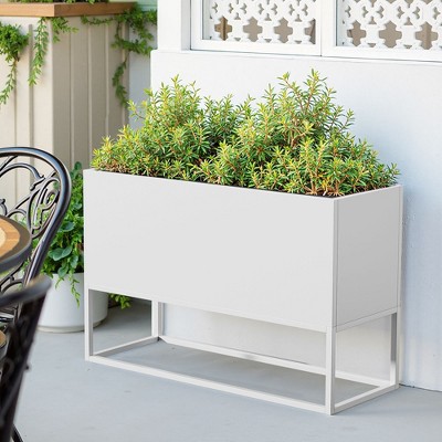 47x18x18 Inch Metal Planter with Shelves & Drainage – Indoor/Outdoor Use for Tall Plants, Flowers, Shrubs