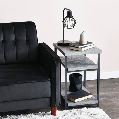 Gray Faux Concrete Slate Industrial Side Table