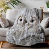 Lomsoe Soft Flannel White Owl Plush Blanket Snowy Owl Print, All-Season Comfort for Bed, Christmas Gift. - 3 of 4