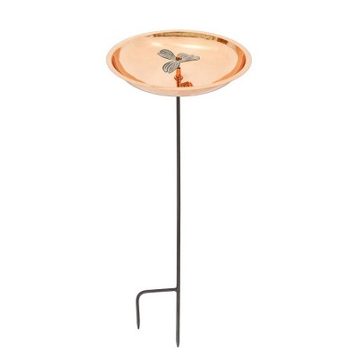 39.5" Dogwood Garden Copper Birdbath with Stake Copper Plated and Colored Patina Finish - ACHLA Designs