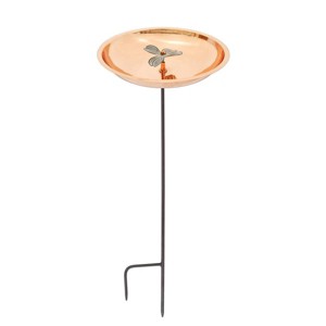 39.5" Dogwood Garden Copper Birdbath with Stake Copper Plated and Colored Patina Finish - ACHLA Designs - 1 of 3