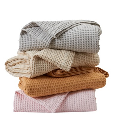 Cotton Super Soft All-season Waffle Weave Knit Blanket - Great Bay Home  (full / Queen, Blush Pink) : Target