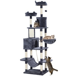 PawHut 81" Cat Tree with Cat Scratching Posts, Scratching Board, Cat Condos, Cat Beds, Hammocks, Multi-level Platforms, Toy Balls & Rope Cat Toy - 1 of 4