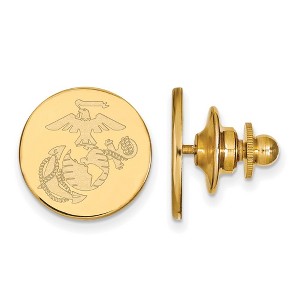 Black Bow Jewelry 14k Yellow Gold U.S. Marine Corps Disc Lapel or Tie Pin - 1 of 3