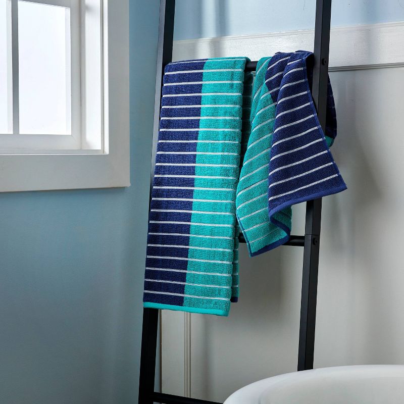 Kids&#39; Bath Towel Striped Teal Green - SKL Home, 5 of 8