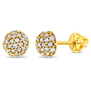 Girls' Ball of CZ's Screw Back 14k Gold Earrings - In Season Jewelry - 1 of 4