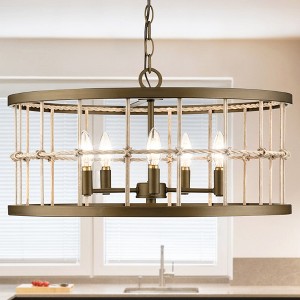 Urban Ambiance Luxury Transitional Indoor Chandelier,  11-1/2''H x 22"W x 22''D,  Aged Brass Finish, UHP4691 - 1 of 4