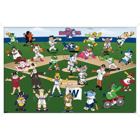 Trends International MLB League - Mascots 22 Framed Wall Poster Prints  White Framed Version 22.375 x 34
