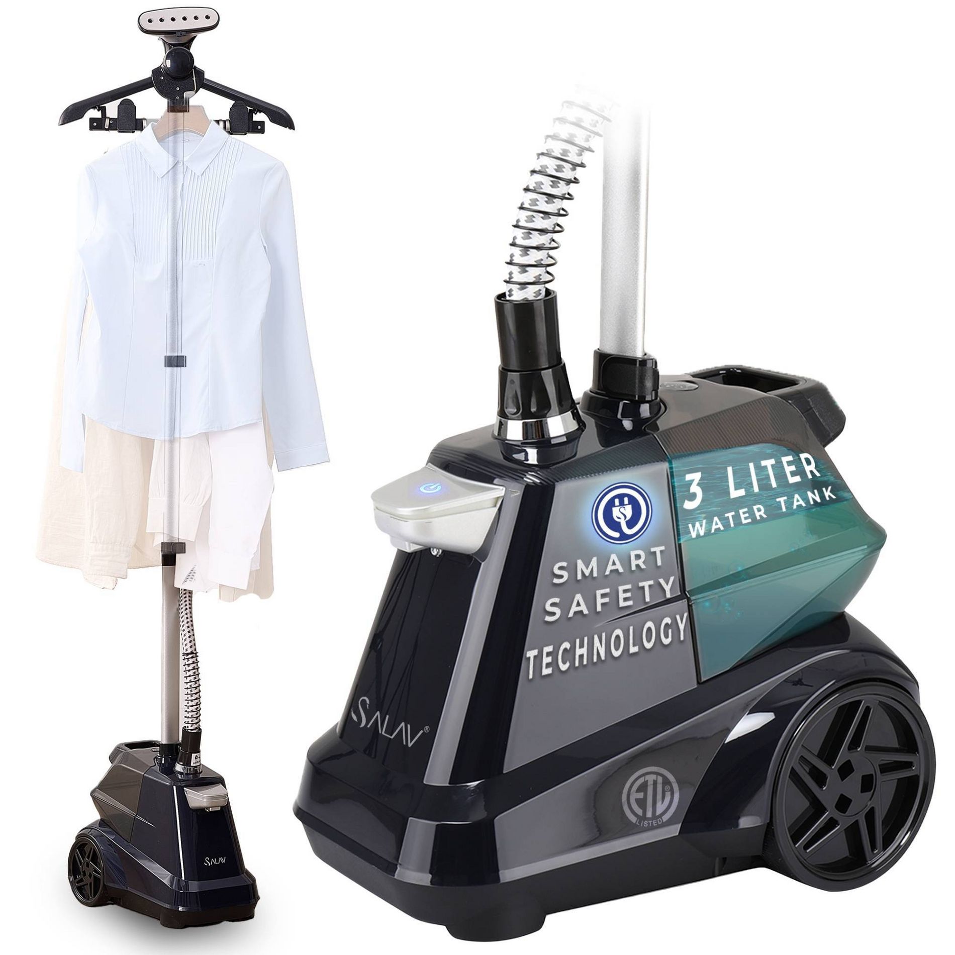 SALAV Commercial-Grade Smart Automatic Shut-off 1800W Standing Garment Steamer Navy