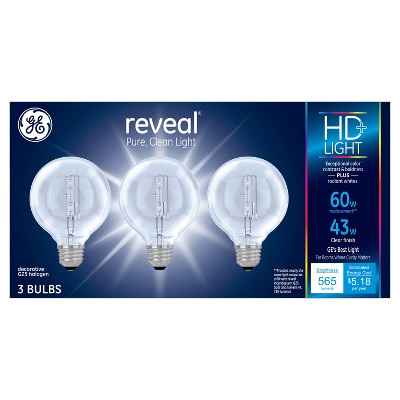 General Eletric Reveal 43w 3pk Energy Efficient Halogen Light Bulb