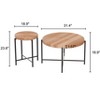 Vynxaria 2-Piece Coffee and End Table Set - Distressed Cylindrical Design with Black Metal Legs - 2 of 4