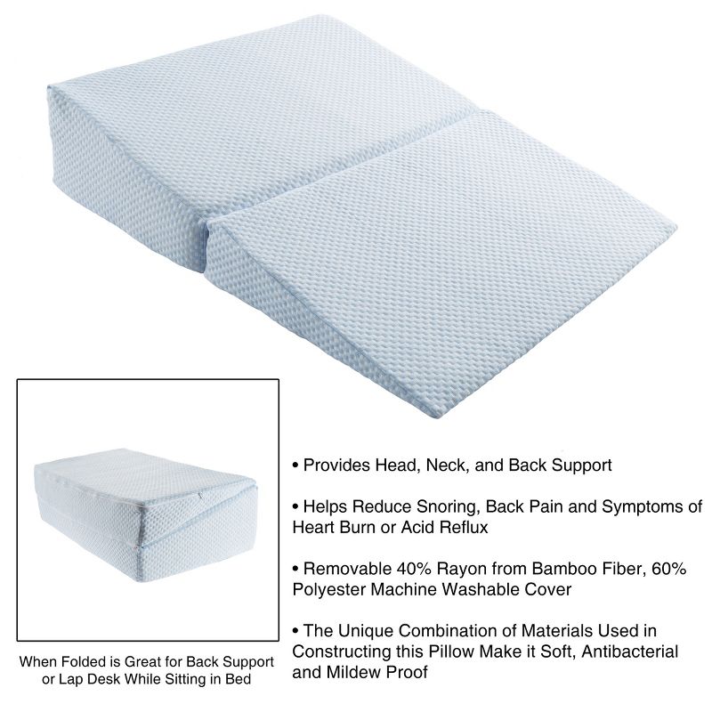 Hastings Home Folding Ergonomic Memory Wedge Foam Pillow - Blue, 2 of 9