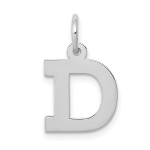 Black Bow Jewelry 14k White Gold, Amanda Collection, Small Block Style Initial D Pendant - 1 of 4