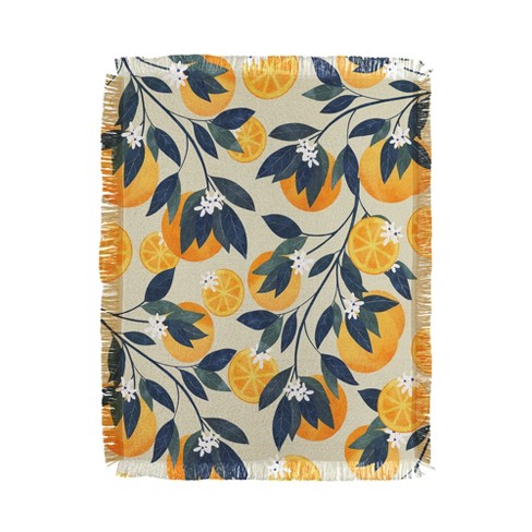 El Buen Limon Oranges Branch And Flowers 56 x46 Woven Throw Blanket Deny Designs Target