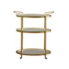 Vynxaria Bar Serving Carts, Gold Finish with Glass and Mirror Shelves, 32.25"W x 16"D x 36"H - 3 of 4