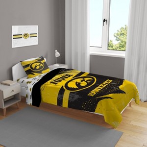 NCAA Iowa Hawkeyes Slanted Stripe Twin Bedding Set in a Bag - 4pc - 1 of 3