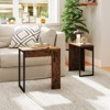 Tangkula Nesting Coffee Table Set of 2 Modern Accent Sofa Side Tables w/ Faux Wood Top & Heavy Duty Metal Frame - 3 of 4