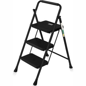 Folding step ladder,steel ladder with wide anti slip pedals,lightweight,with handles,versatile for home and office use - 1 of 4