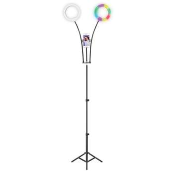 Supersonic® PRO Live Stream Double 8-Inch LED Selfie RGB Ring Light with Tripod Stand.