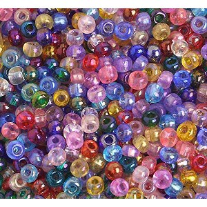 John Bead Czech Glass Seed Beads 6/0 (500g) Transparent Iridescent Multi - 1 of 2