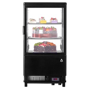 2.0 Cu. Ft. Commercial Display Refrigerator – Countertop Pastry Case with LED Lighting, Air-Cooling, Rear Sliding Door for Cafes and Bakeries, Black - 1 of 4