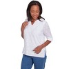 Alfred Dunner Womens White Textured Split Neck Top - 3 of 4