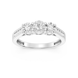 GILDED 1/4 CTTW Lab Grown Diamond 3-Stone Anniversary Band Ring in Sterling Silver, Size 7 - 1 of 4
