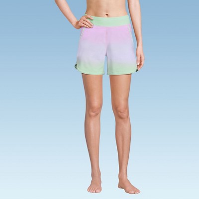 Lands' End Women's 5" Quick Dry Elastic Waist Board Shorts Swim Cover-up Shorts with Panty