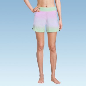 Lands' End Women's 5" Quick Dry Elastic Waist Board Shorts Swim Cover-up Shorts with Panty - 1 of 4