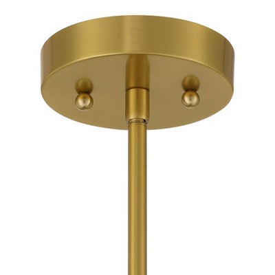 7" Adjustable Antique Brass and White Glass Globe Pendant Light