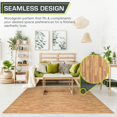 Light Oak Wood Grain EVA Foam Interlocking Floor Tiles, 72" x 48"