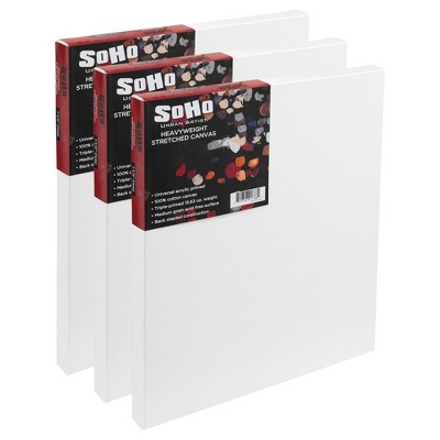 SoHo Urban Artist, Heavyweight Stretched Cotton Canvas for Painting - 1.5" Deep- 3 Pack, Triple Primed, 100% Cotton, Acid-Free, Archival, Universal
