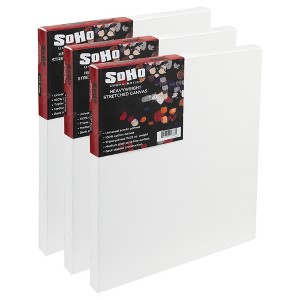 SoHo Urban Artist, Heavyweight Stretched Cotton Canvas for Painting - 1.5" Deep- 3 Pack, Triple Primed, 100% Cotton, Acid-Free, Archival, Universal - 1 of 4