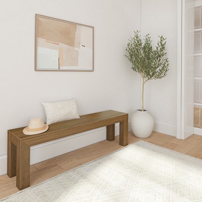 Pecan Wirebrush Solid Wood Dining Bench, 60 Inch