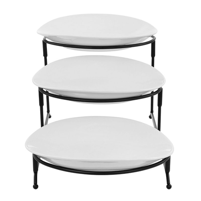 3-Tier Oval Plate Porcelain Serveware Set - Elama, 4 of 8