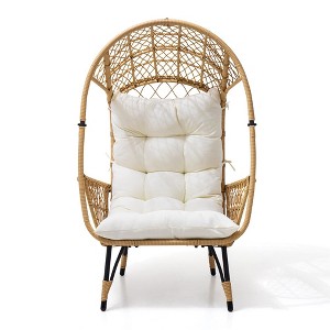 Crestlive Products Patio Wicker Egg Chair with Cushion PE Rattan Oversized Basket Lounge Chair with Legs - 1 of 4