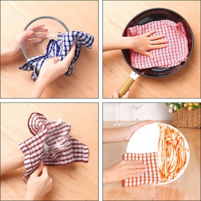 Multicolor Checked Cotton Kitchen Dish Cloth Set, 11" x 16", 6 Pieces
