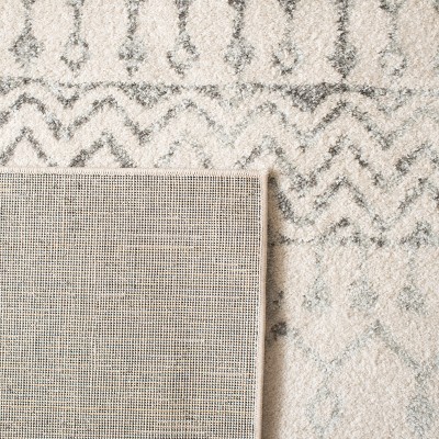 Ivory & Gray Square Boho-Chic Synthetic Area Rug