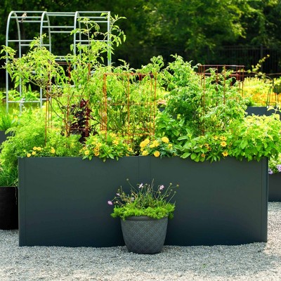 Midnight Blue Extra Tall Modern Metal Raised Garden Bed 32" x 83"