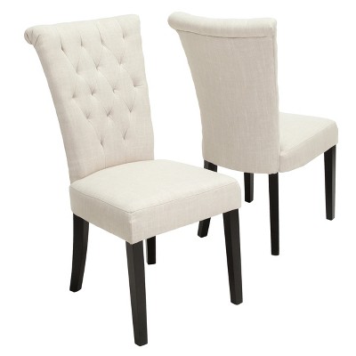 GDFStudio Villere Contemporary Tufted Roll Top Dining Chairs with Tapered Leg (Set of 2)