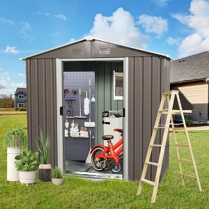 Outdoor Metal Storage Shed With Window (8ft x 4ft) Aluminum Frames Outdoor Storing Tools - 1 of 4
