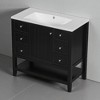 36" Bathroom Vanity with Sink – Freestanding Single Sink Cabinet with 3 Drawers, Door Storage & Ceramic Top, Solid Wood & MDF Construction - 2 of 4