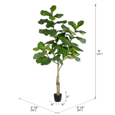 6-Foot Green Plastic Potted Fig Floor Plant