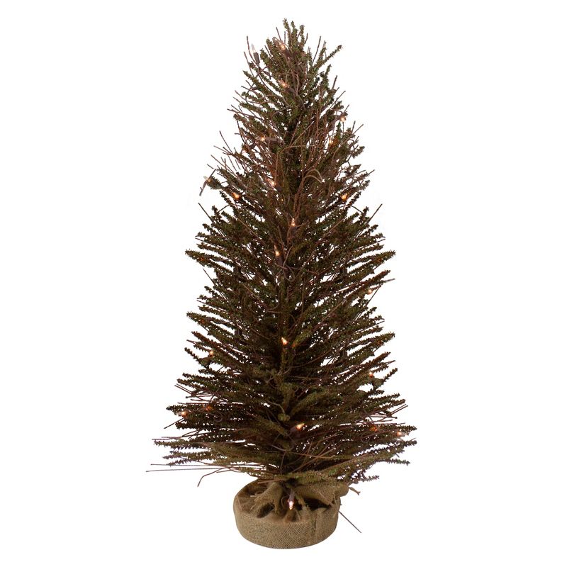 Northlight 3' Prelit Artificial Christmas Tree Warsaw Twig in Burlap Base - Clear Lights, 1 of 6