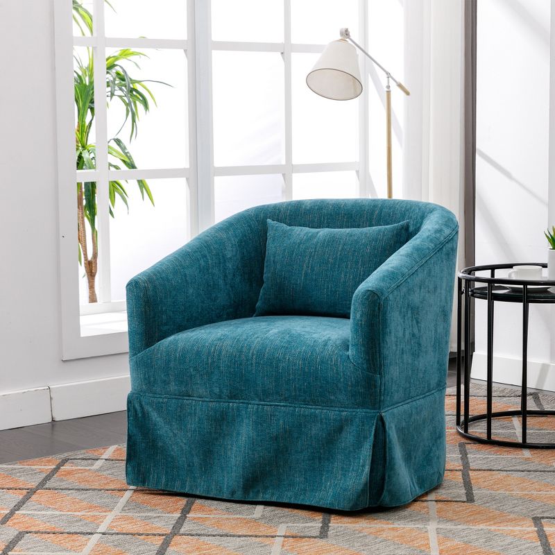 360° Swivel Linen Upholstered Armchair - ModernLuxe, 1 of 13