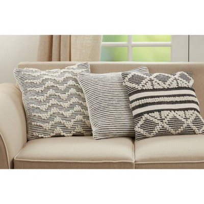 Saro 18" Black and White Diamond Moroccan Throw Pillow