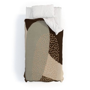 3pc King Modern Abstract Shapes 5 Polyester Duvet & Sham Set Beige - Deny Designs: Microfiber, Hidden Zipper - 1 of 3